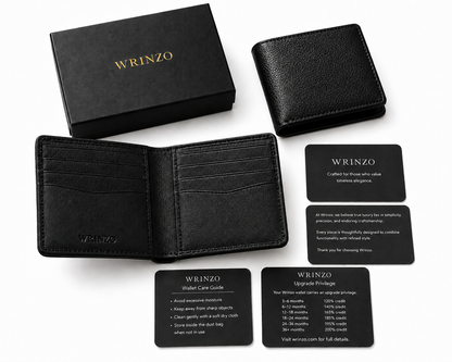 Full Grain Leather RFID Wallet for Men with Upgrade Privilege Hand-finished edges • Hidden pocket • Fits international banknotes • Up to 200% Upgrade Credit* Terms and conditions apply